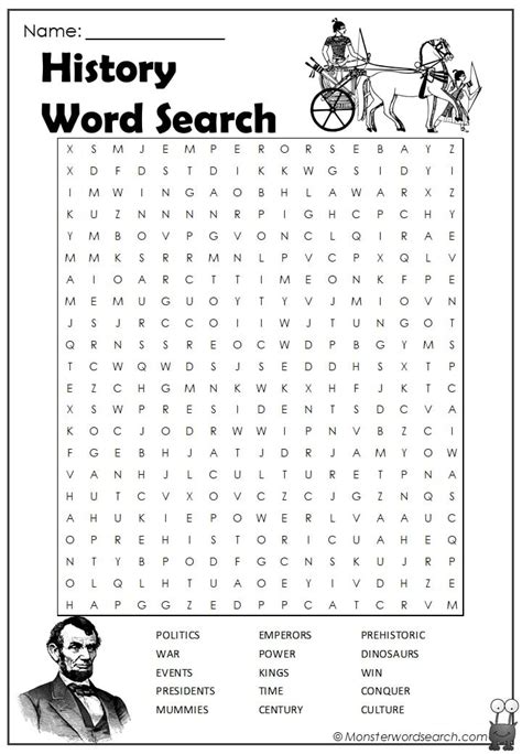 Word Search History Printable
